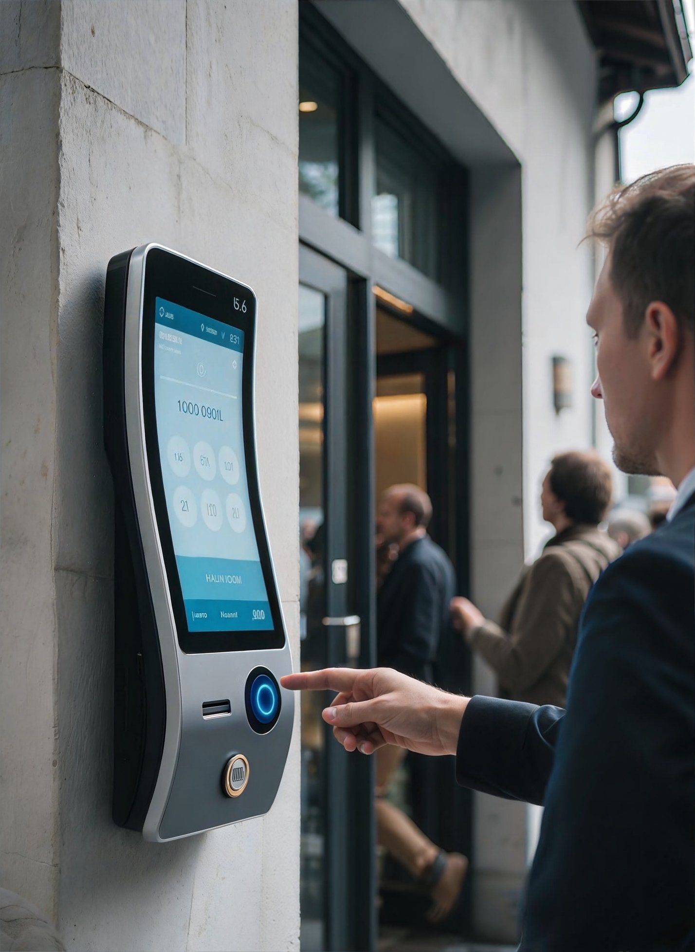 SRE’s curved touch display guides visitors with clear, multi-zone access control.